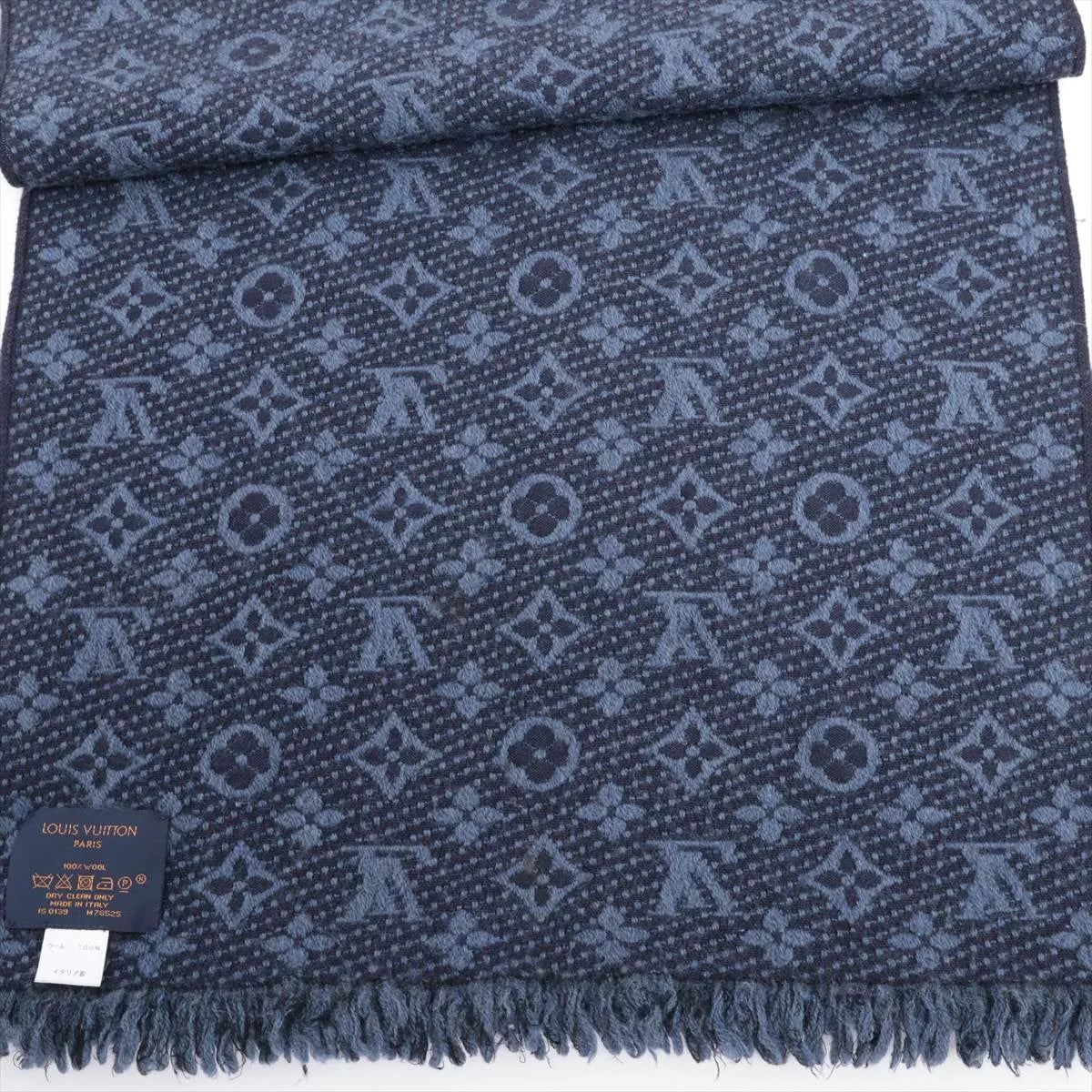 Louis Vuitton Monogram Classic Wool Scarf Navy Blue