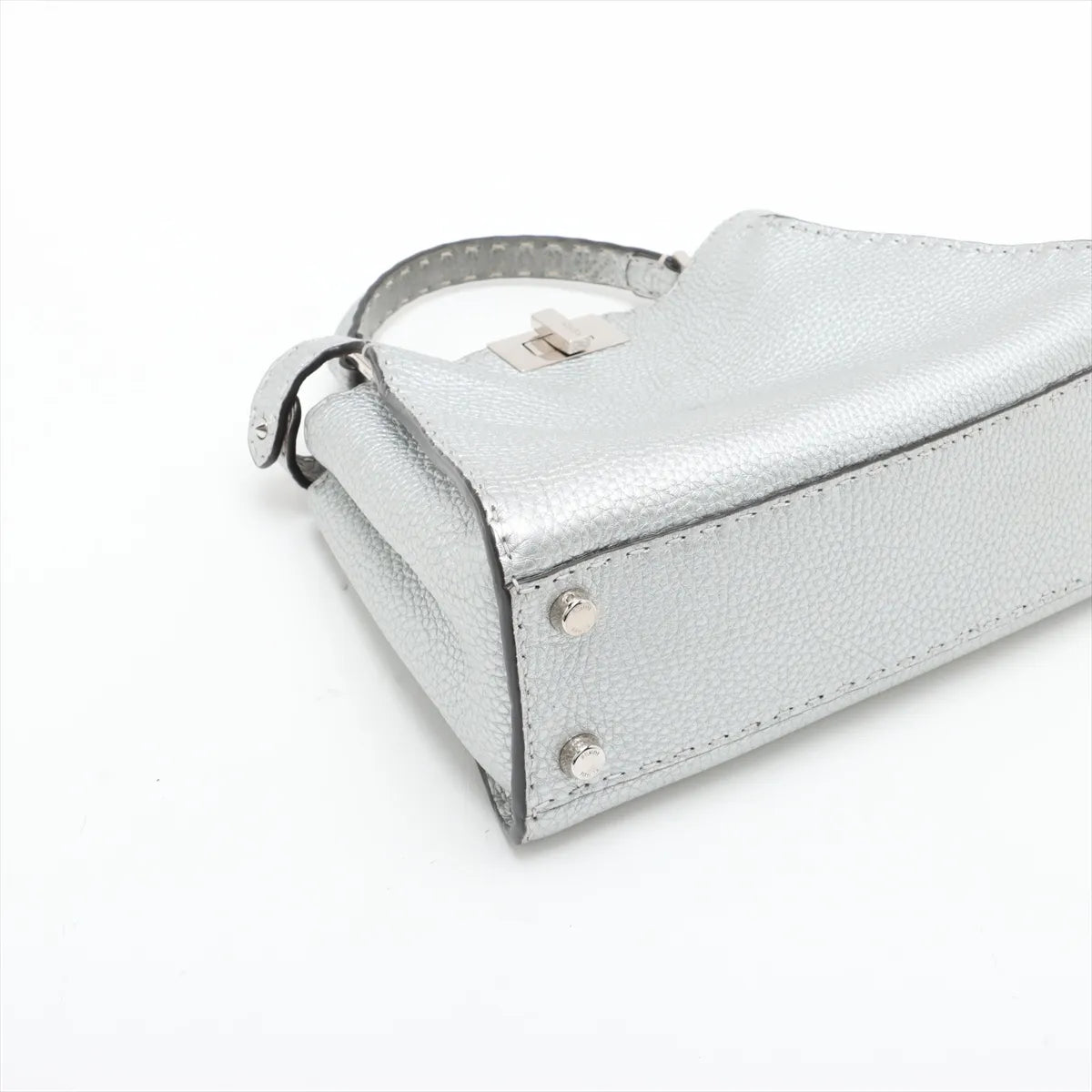 Fendi Peekaboo Essentially Selleria Shoulder Bag Silver