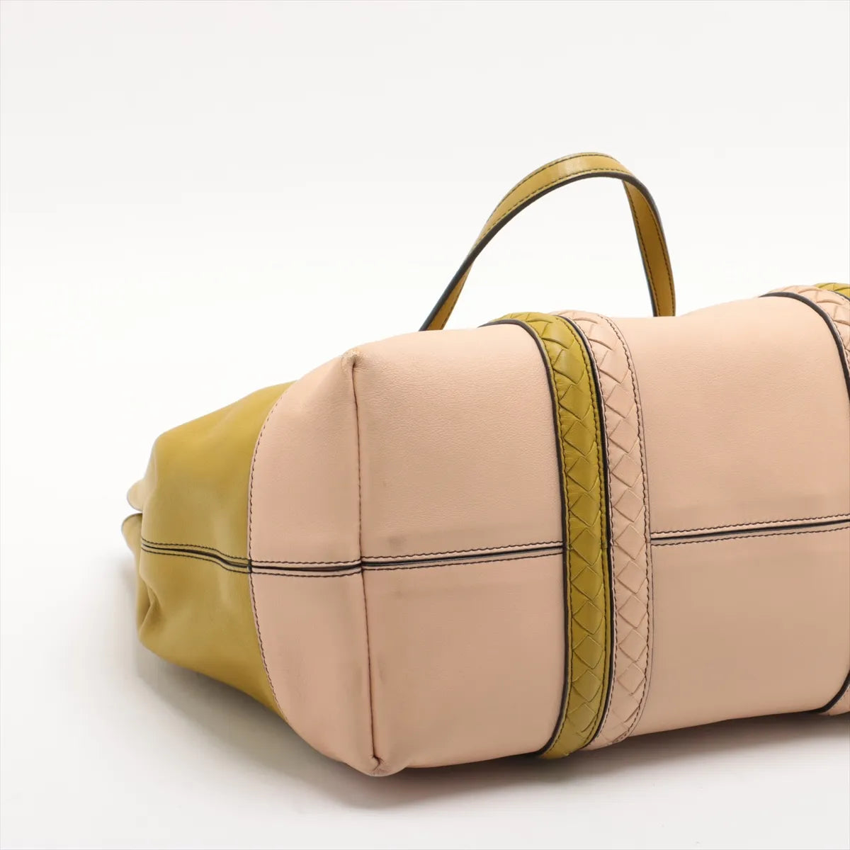 Bottega Veneta Intrecciato Corso Leather Tote Bag Green x Pink