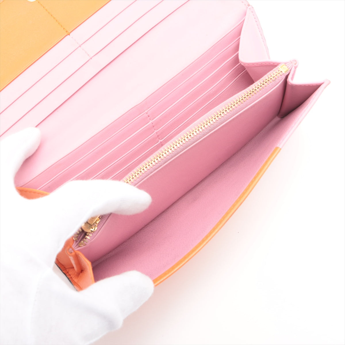 Loewe Anagram Bicolor Leather Wallet Pink x Orange