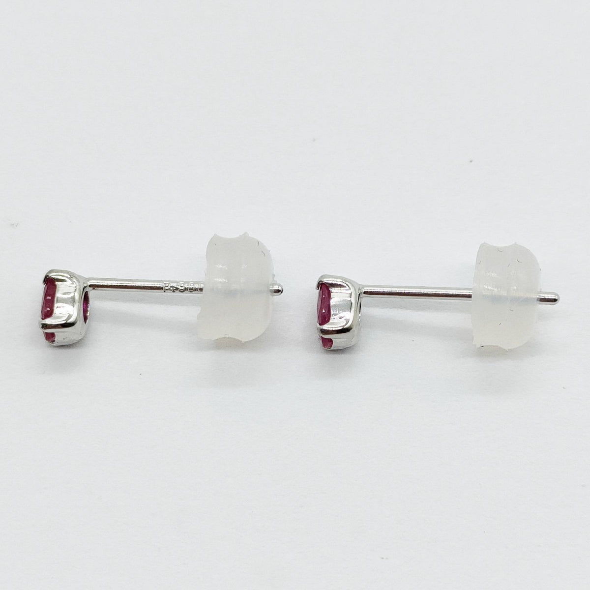Pt900 Platinum 0.24 ct Ruby Stud Earrings — detail 2