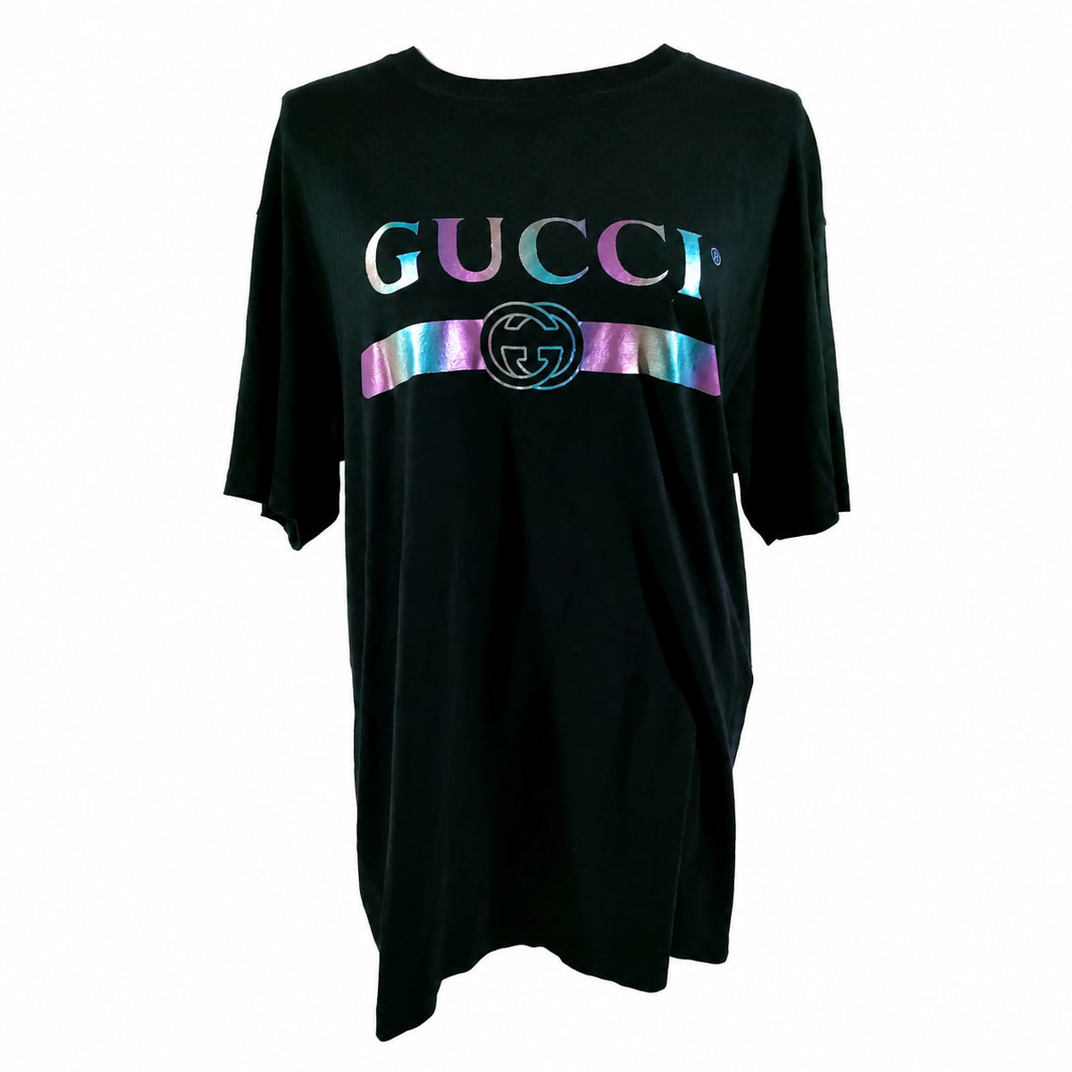 Gucci Black Cotton Iridescent Logo T-Shirt — Size M — product view