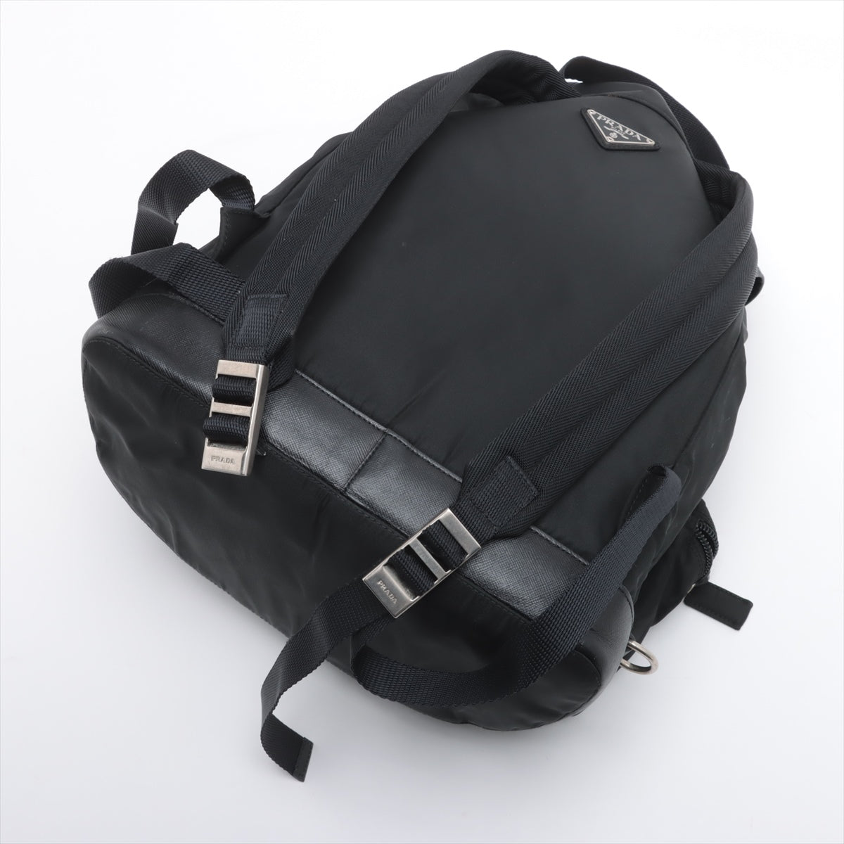 Prada Tessuto Saffiano Nylon Leather Drawstring Backpack Black