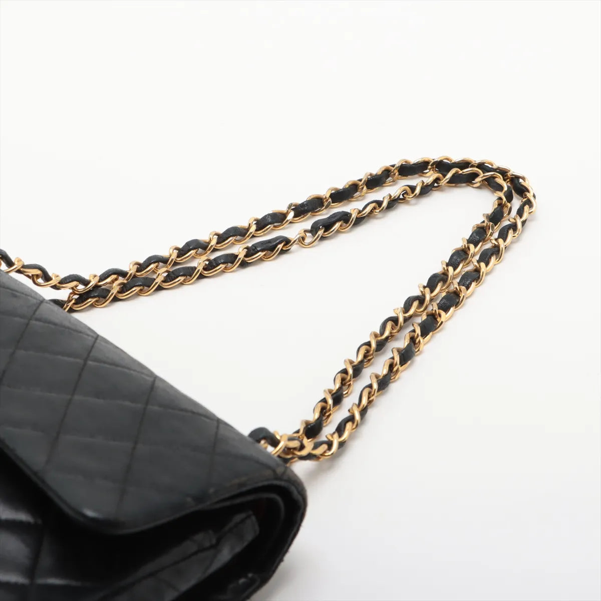 Chanel CC Logo Matelasse 23 Small Lambskin Double Flap Double Chain Bag Black