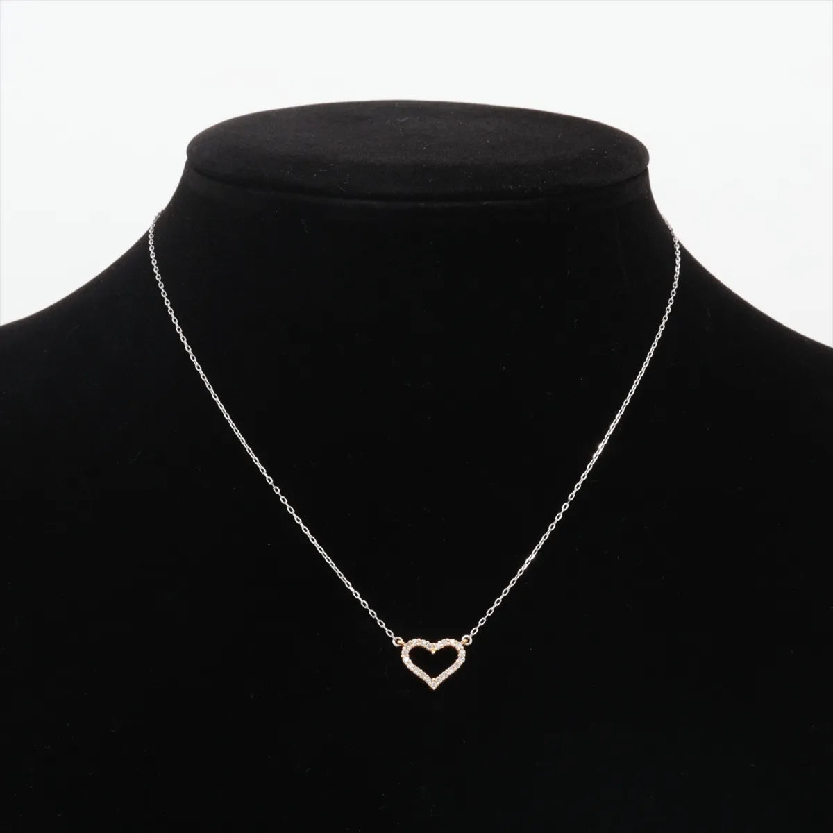 Open-Heart Diamond Necklace Yellow Gold x White Gold