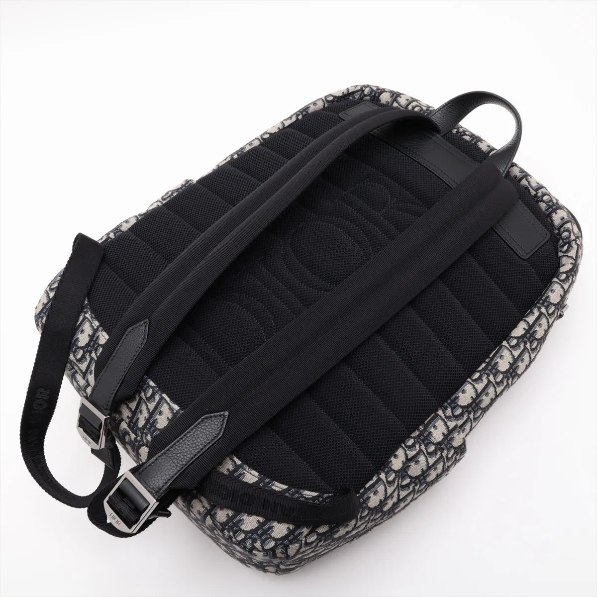 Christian Dior Oblique Canvas Leather Backpack Navy Blue