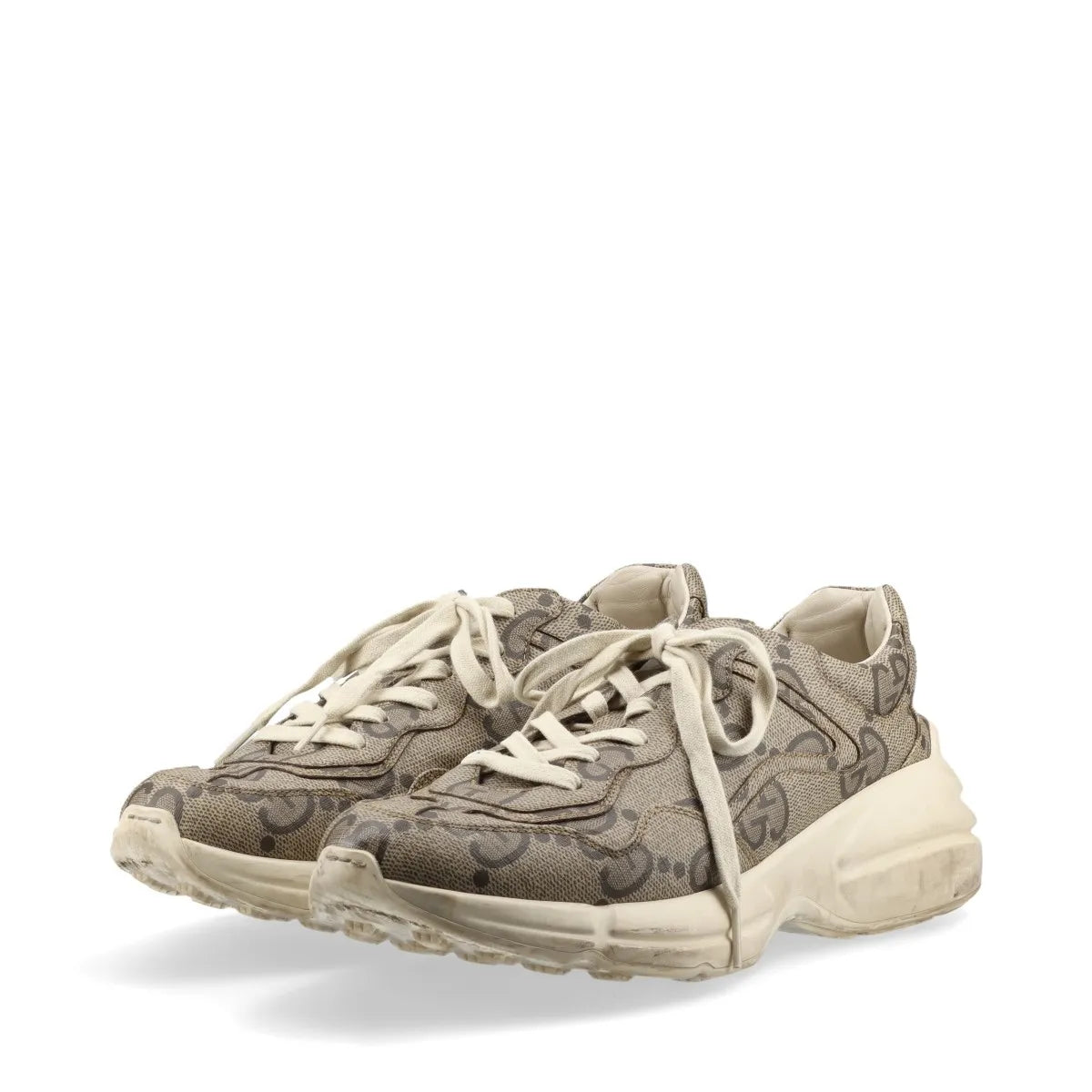 Gucci Rhyton Leather Sneakers Mens Beige