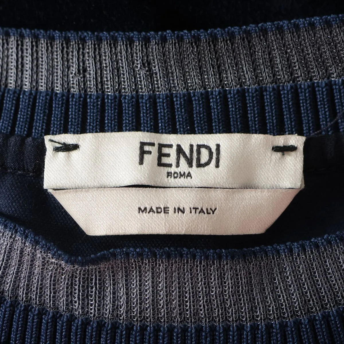 Fendi Flower Cotton Polyurethane Long T-shirts Navy Blue