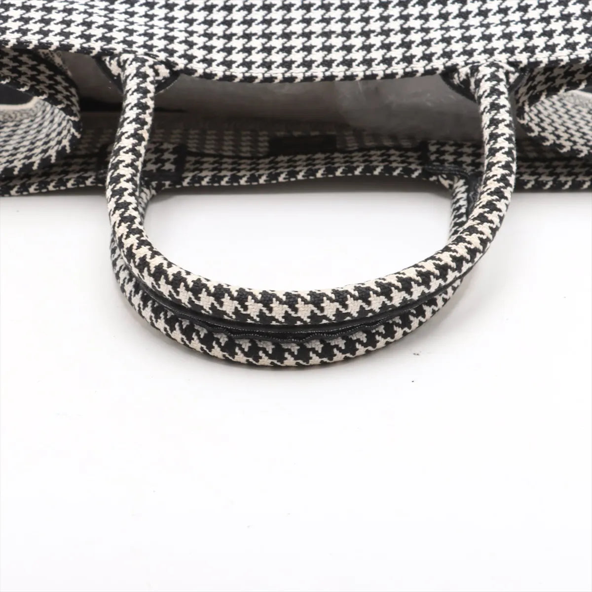Christian Dior Houndstooth Canvas Book Tote Bag Black x White