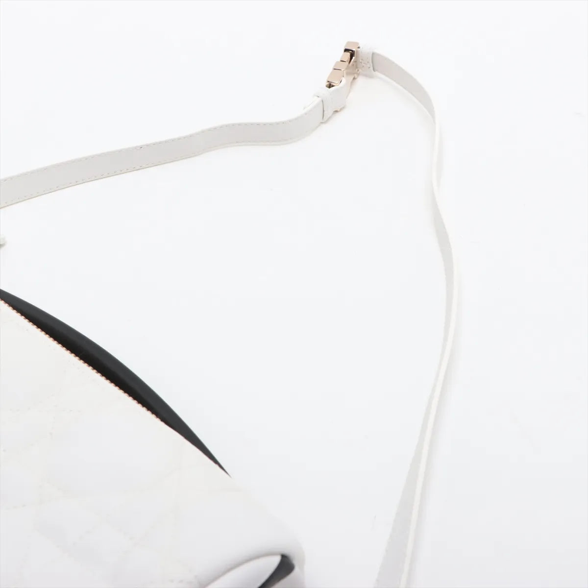 Christian Dior Vibe Hobo Leather Two-Way Shoulder Bag White x Black