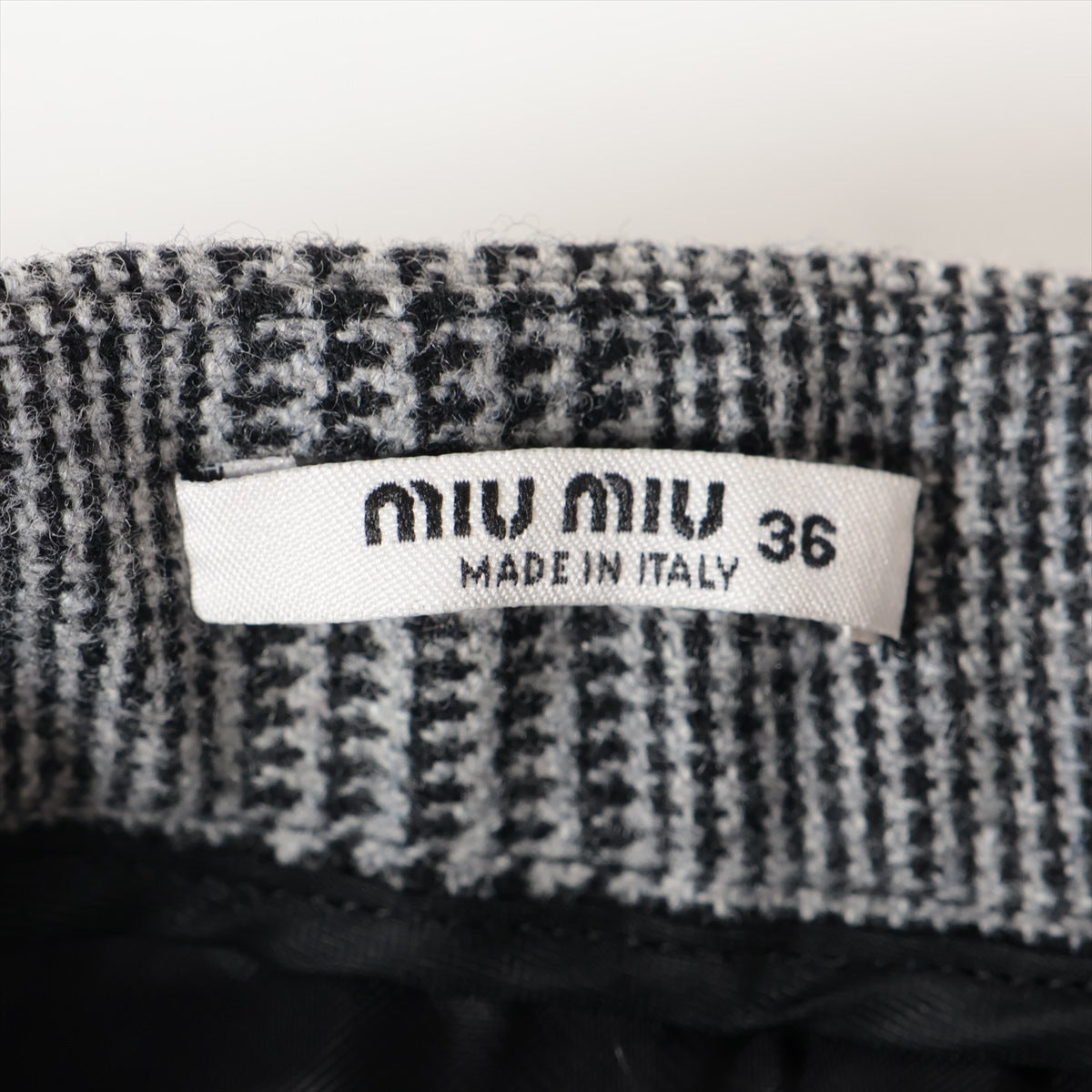 Miu Miu Plaid Rhinestone Wool Skirt Gray