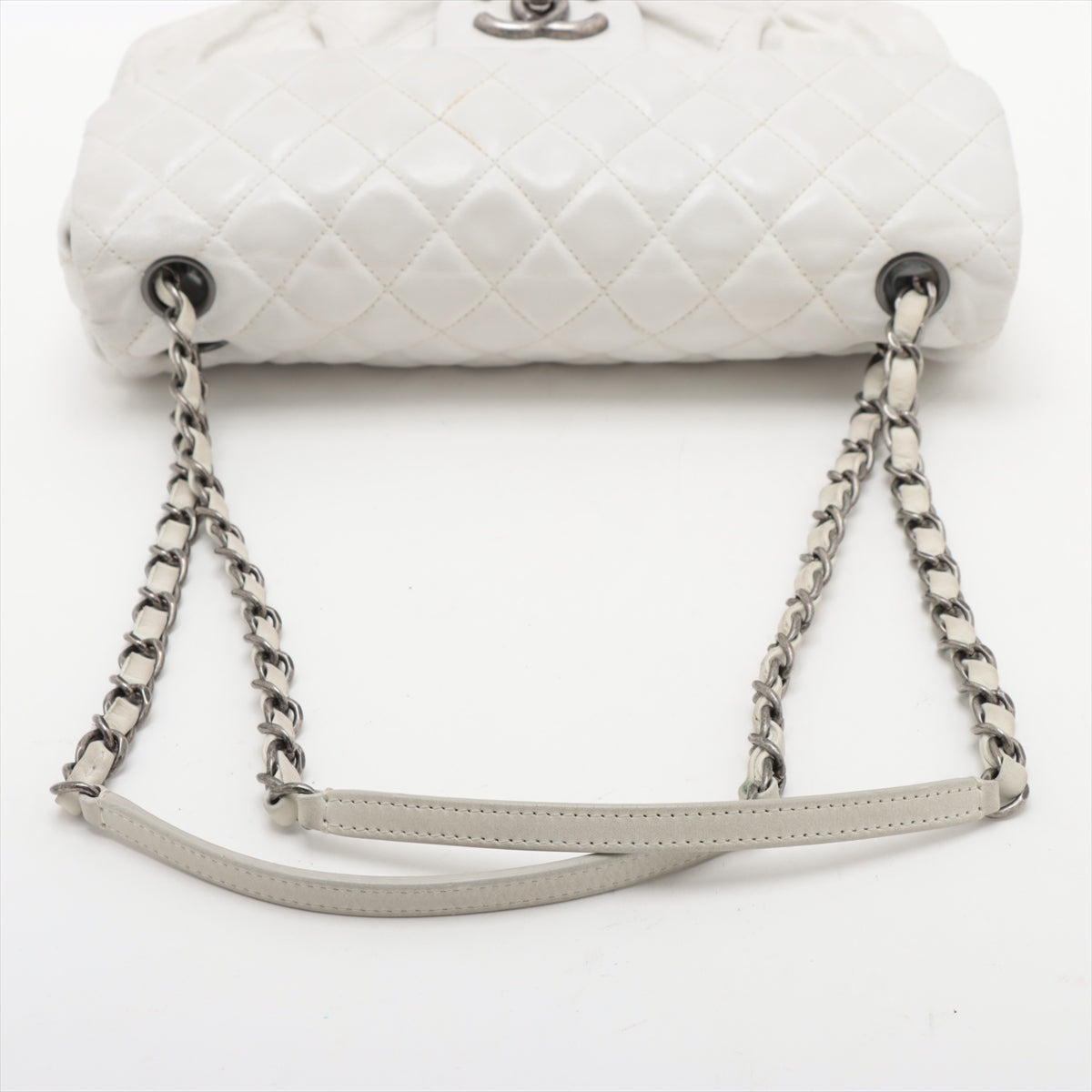 Chanel CC Logo Matelasse Lambskin Single Flap Double Chain Bag White * PREORDER *
