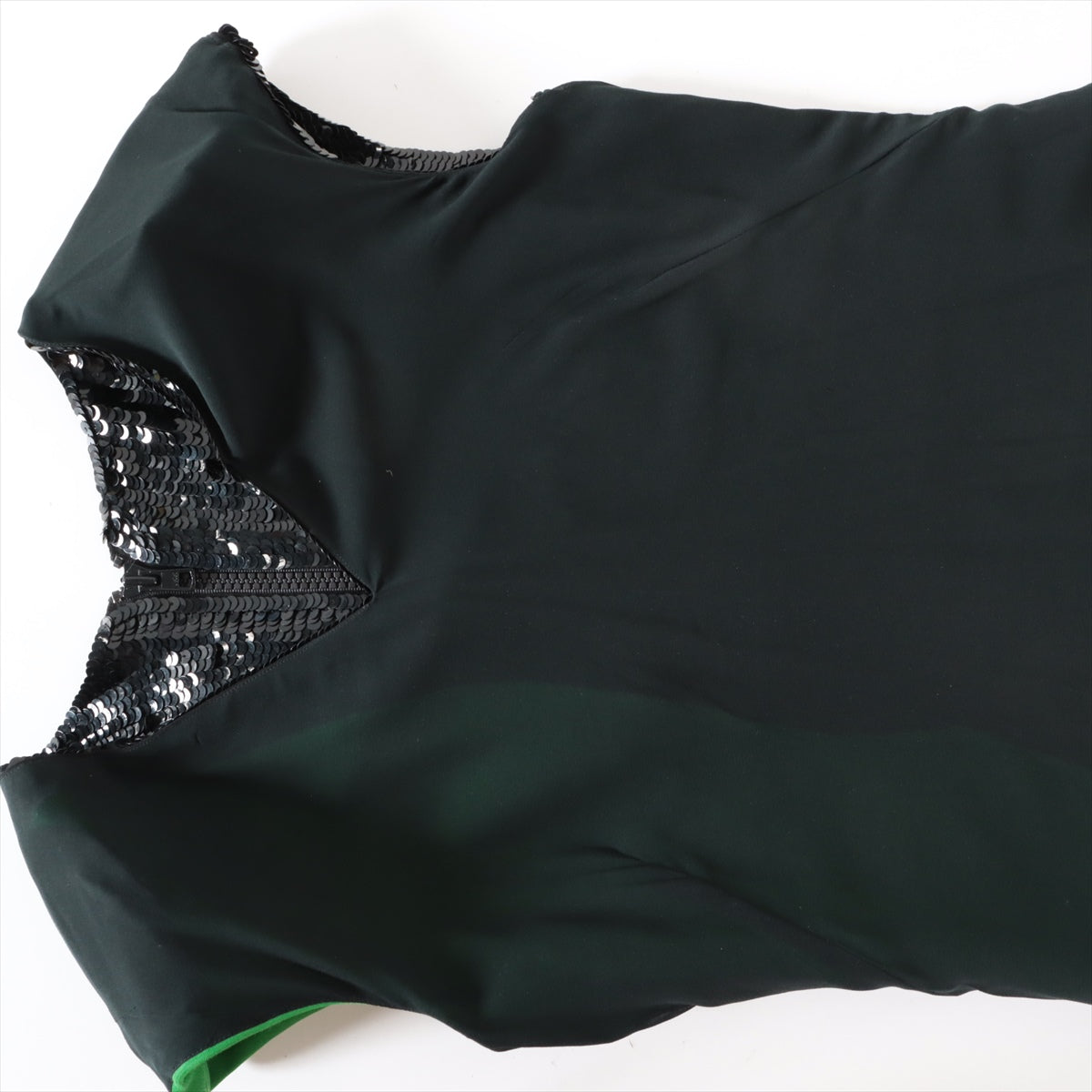 High Quality Emilio Pucci Sequins Rayon Dress Black x Green