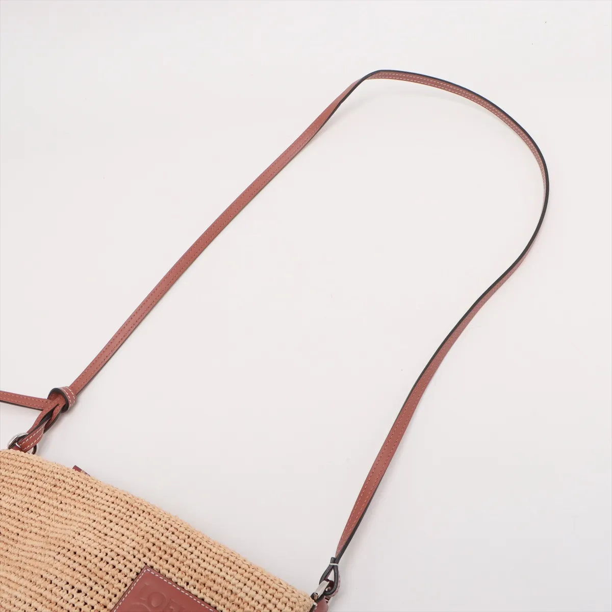 Loewe Pochette Raffia x Calfskin Shoulder Bag Beige