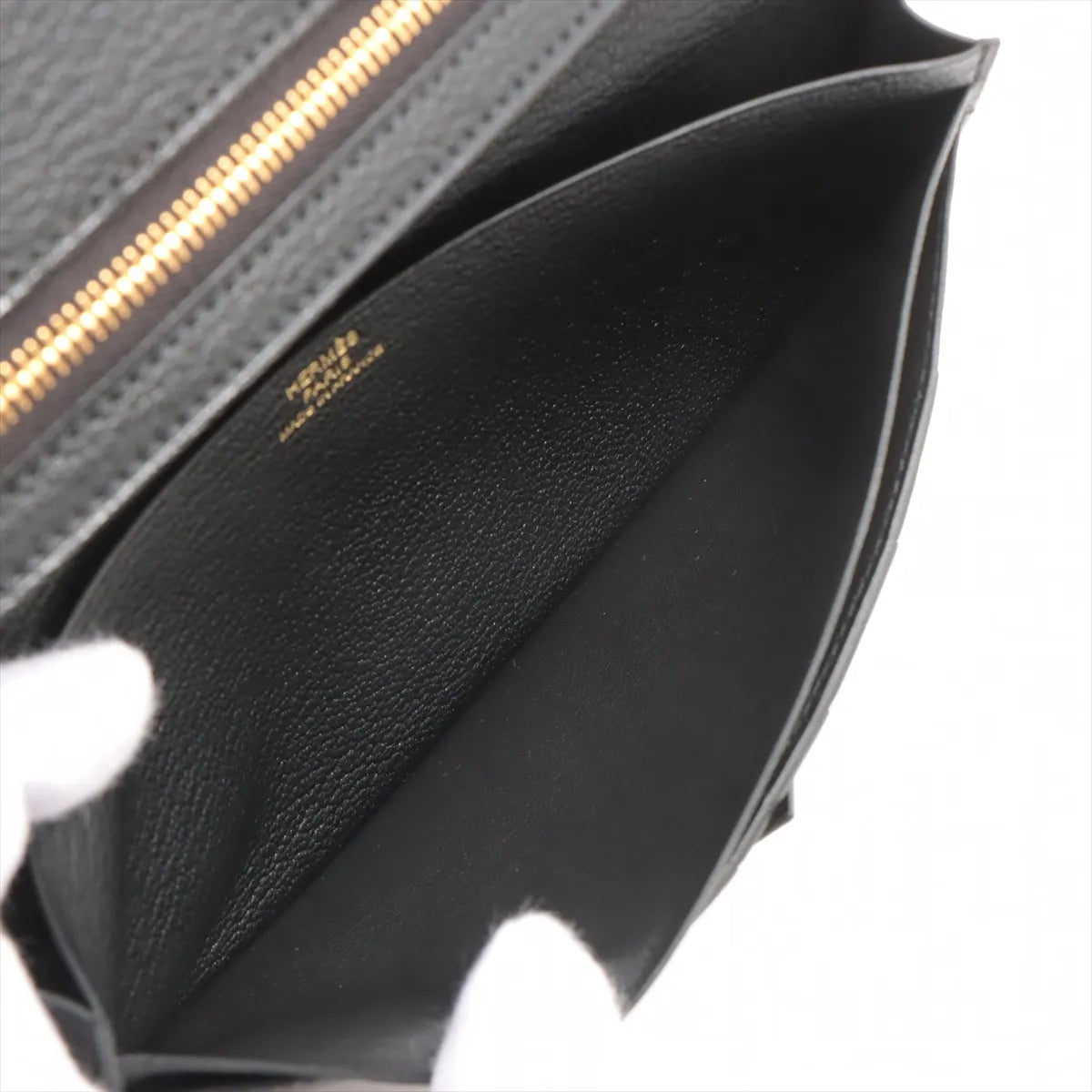 Hermès Bearn Soufflet Chevre Long Wallet Black