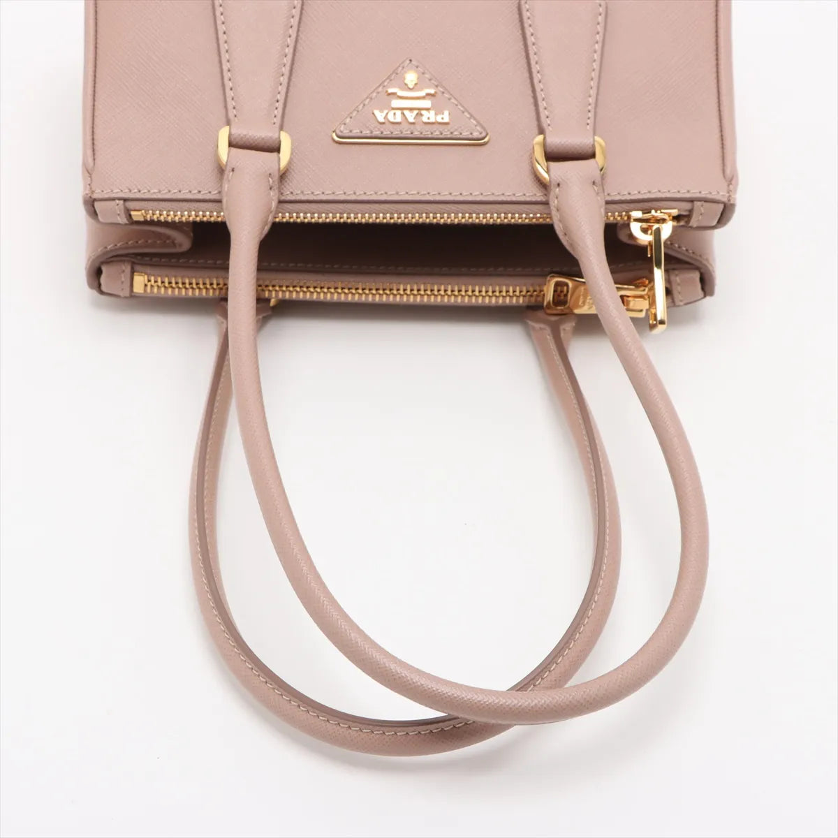 Prada Galleria Mini Saffiano Leather Two-Way Handbag Beige