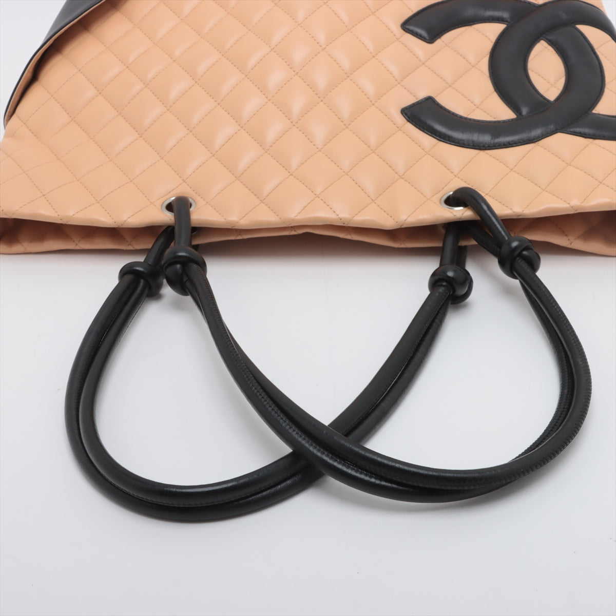Chanel CC Logo Cambon Line Lambskin Tote Bag Beige x Black * PREORDER *