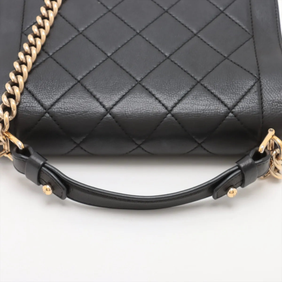 Chanel Click Label Leather Two-Way Handbag Black