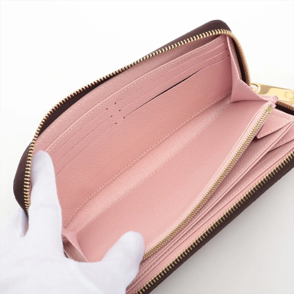 Louis Vuitton Damier Ebene Zippy Wallet Rose Ballerine