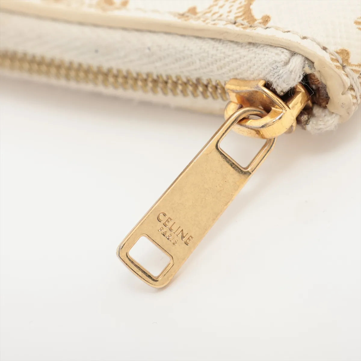Celine Triomphe Leather Coin Purse Beige