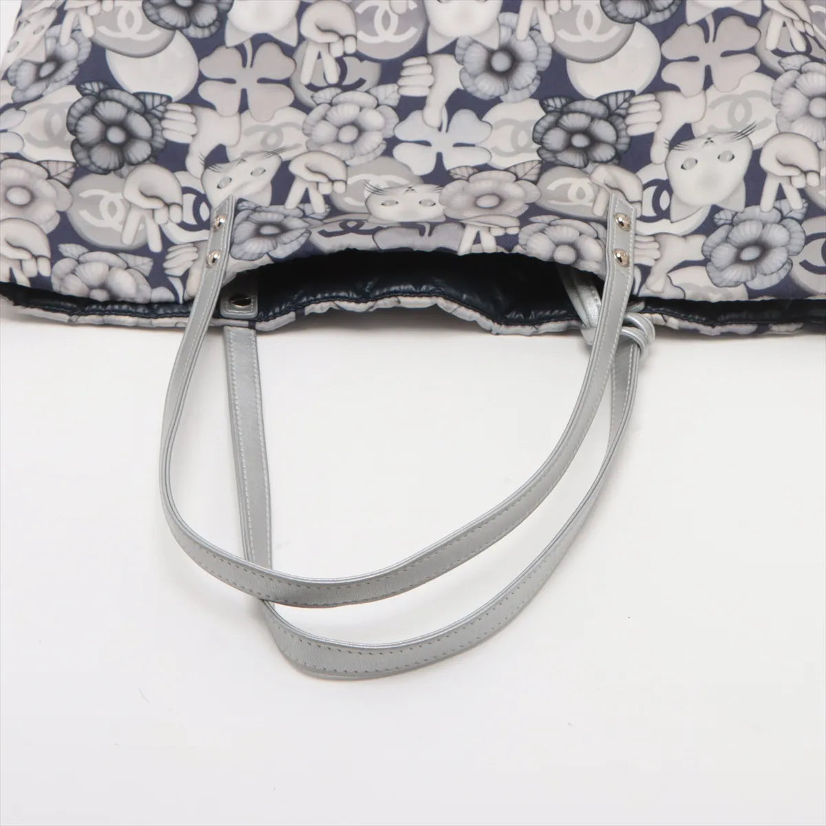 Chanel CC Logo Choupette Cat Emoticon Tote Bag Gray