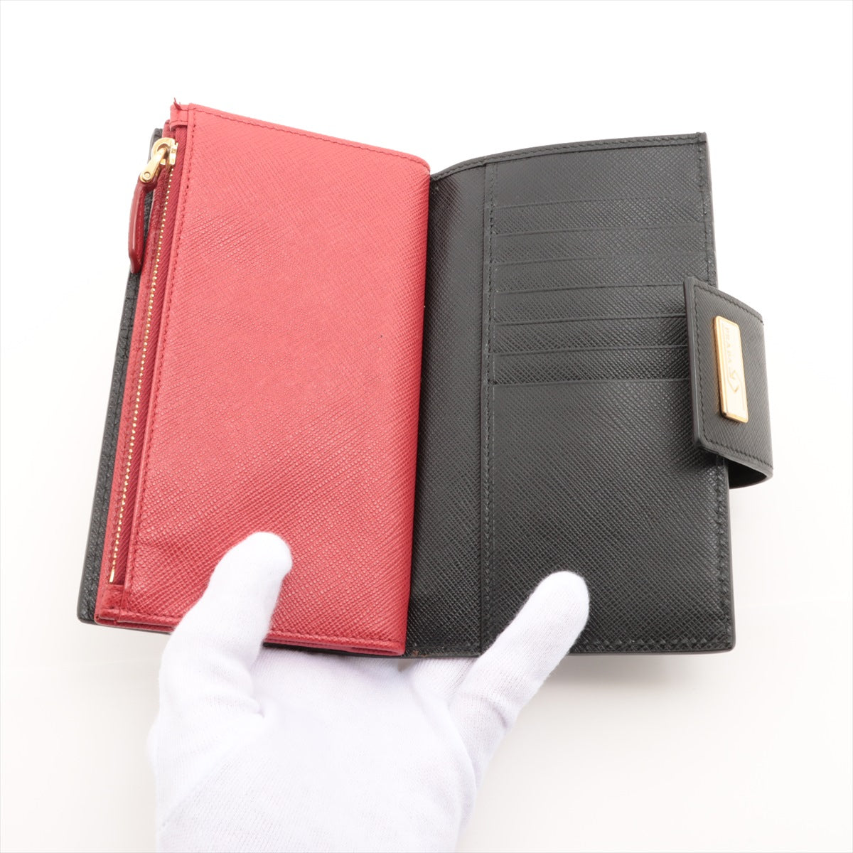 Prada Saffiano Smarto Robot Leather Wallet Black