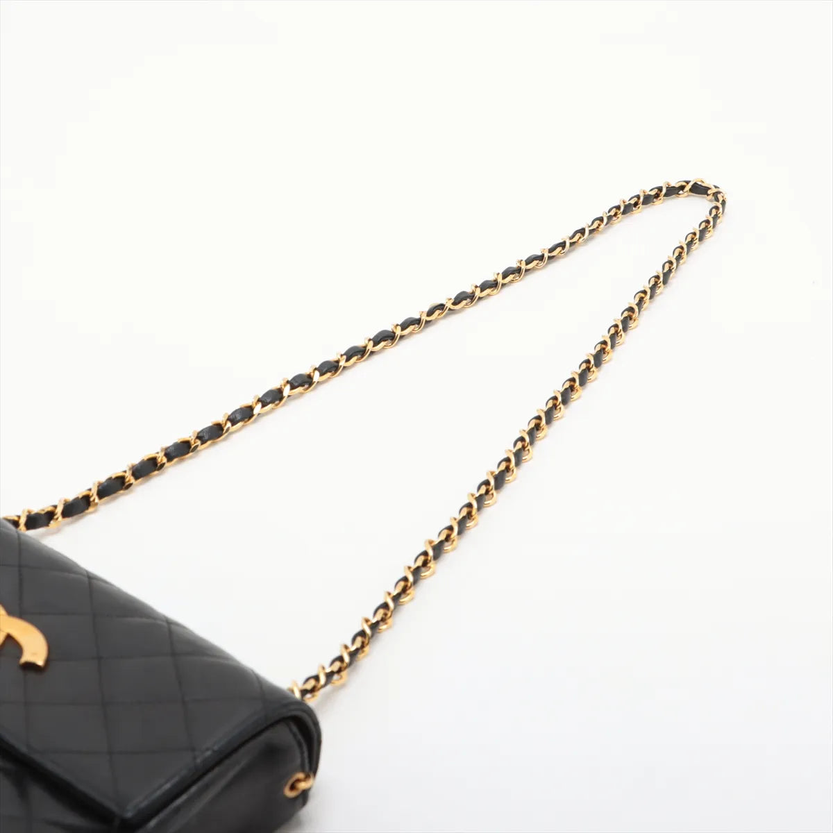 Chanel CC Logo Matelasse Lambskin Single Flap Single Chain Bag Black