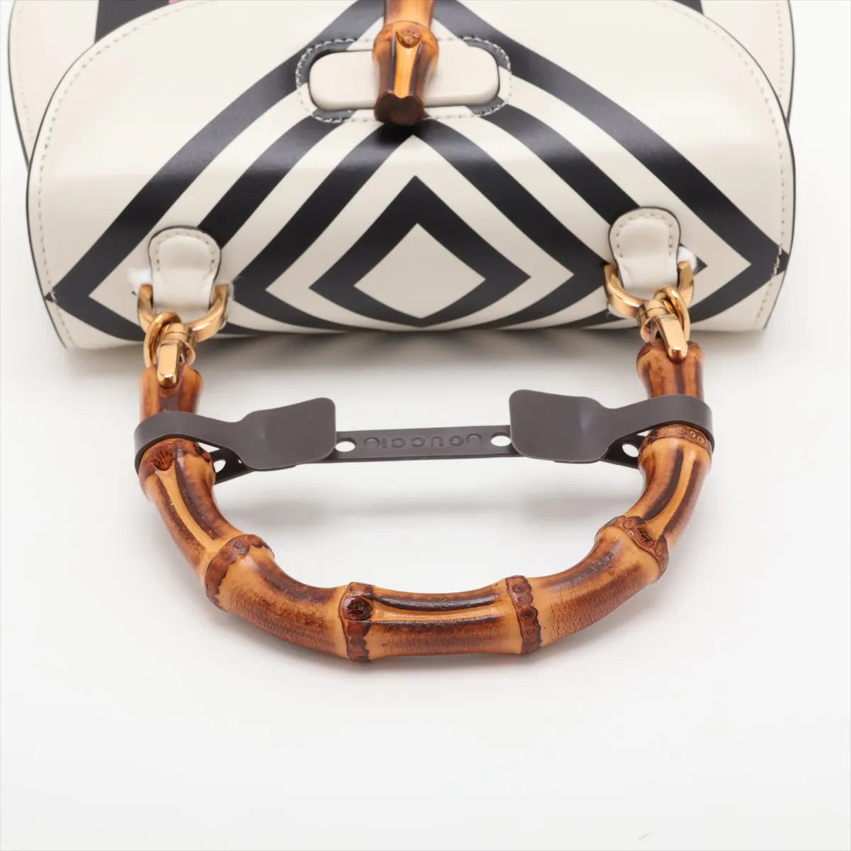 Gucci Bamboo 1947 Leather Two-Way Handbag White x Multicolor
