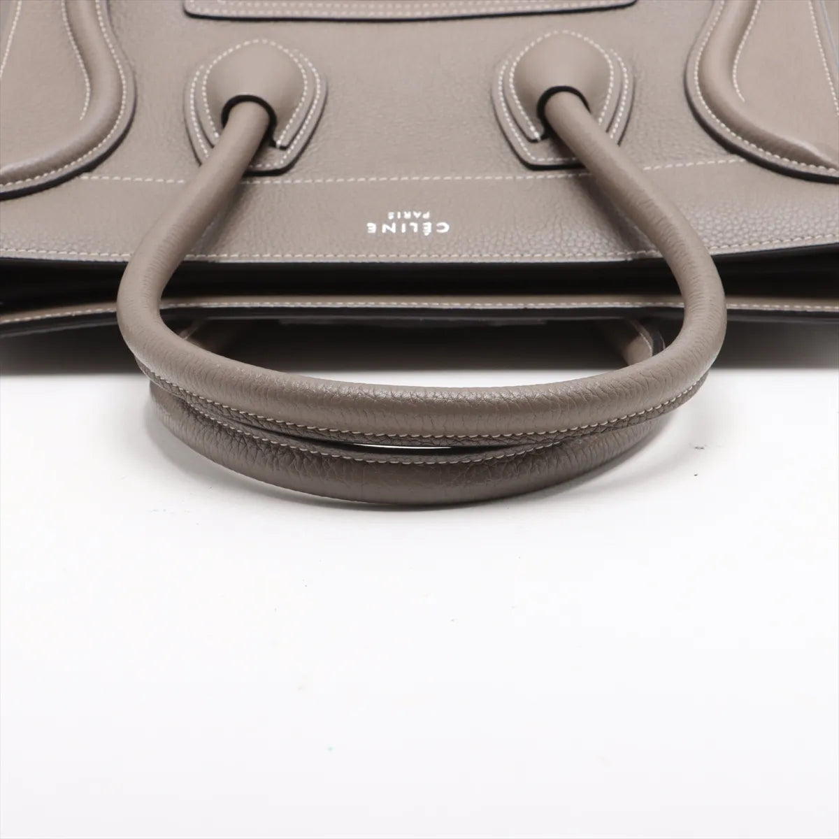 Top Celine Luggage Micro Leather Shopper Handbag Greige