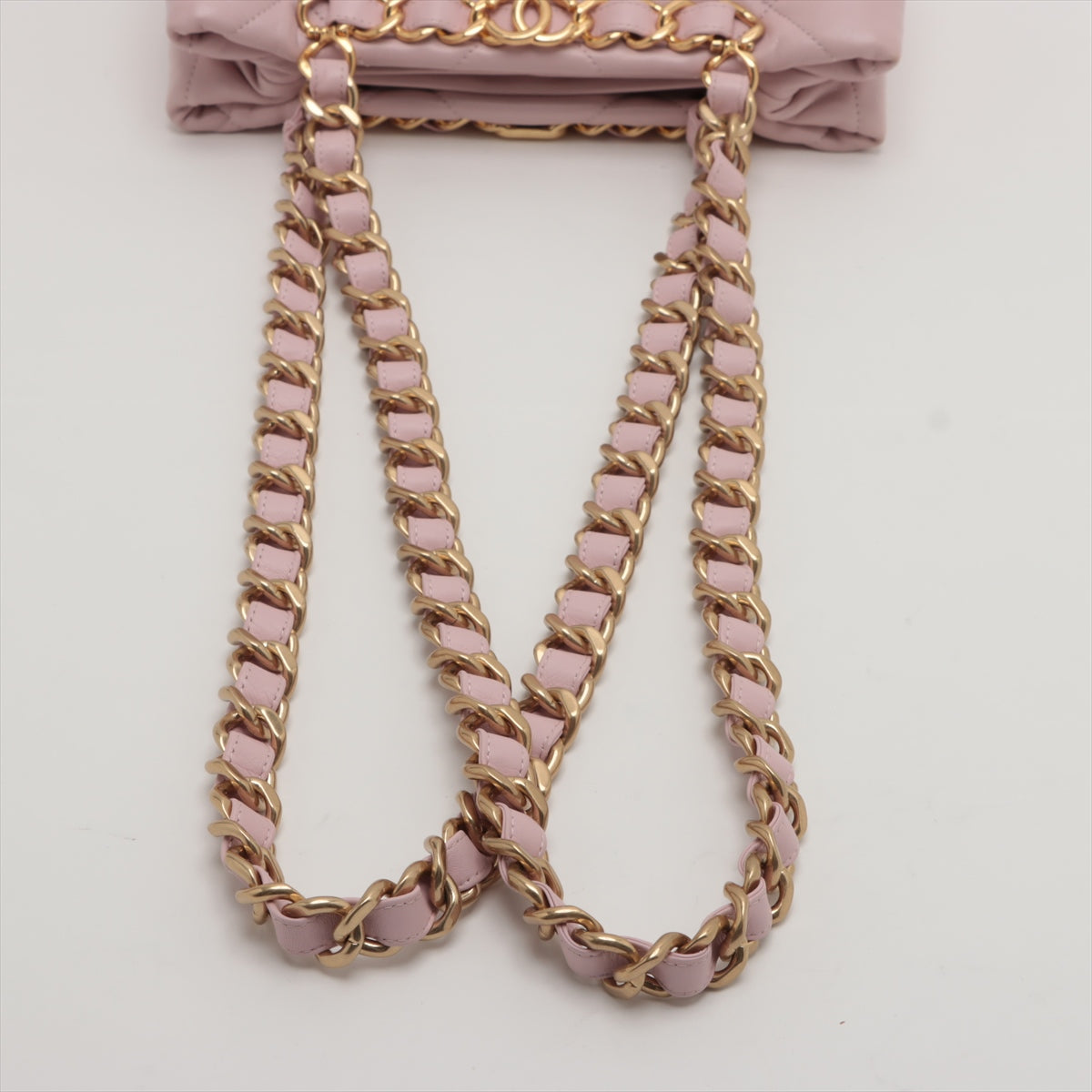 Chanel CC Logo Matelasse Lambskin Chain Shopping Tote Bag Pink