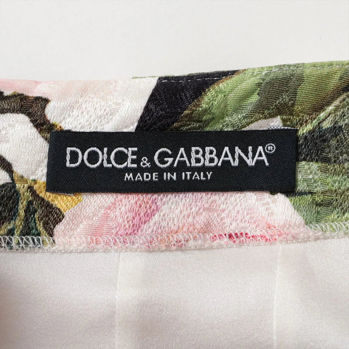 Dolce & Gabbana Floral Stripe Cotton Skirt Black x White