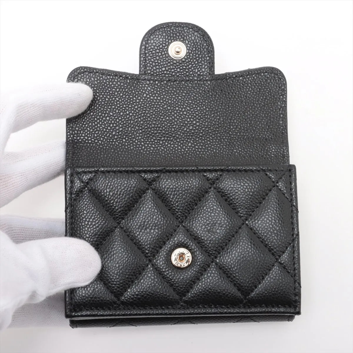 Chanel CC Logo Matelasse Caviar Skin Wallet Black