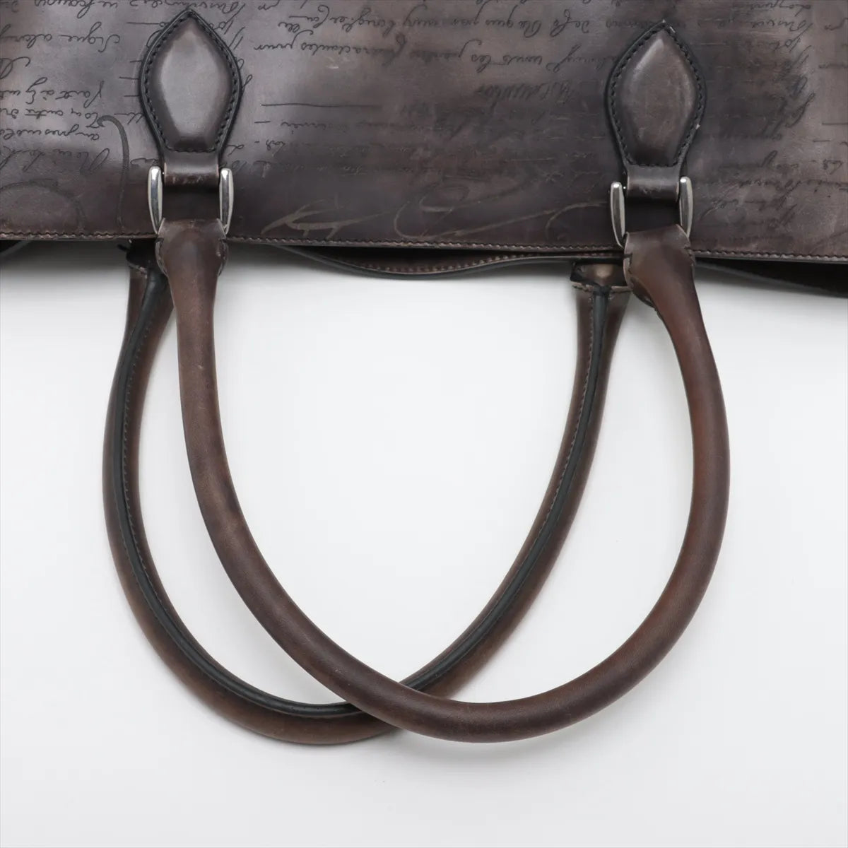 Top Berluti Calligraphy Toujour Leather Chain Tote Bag Black