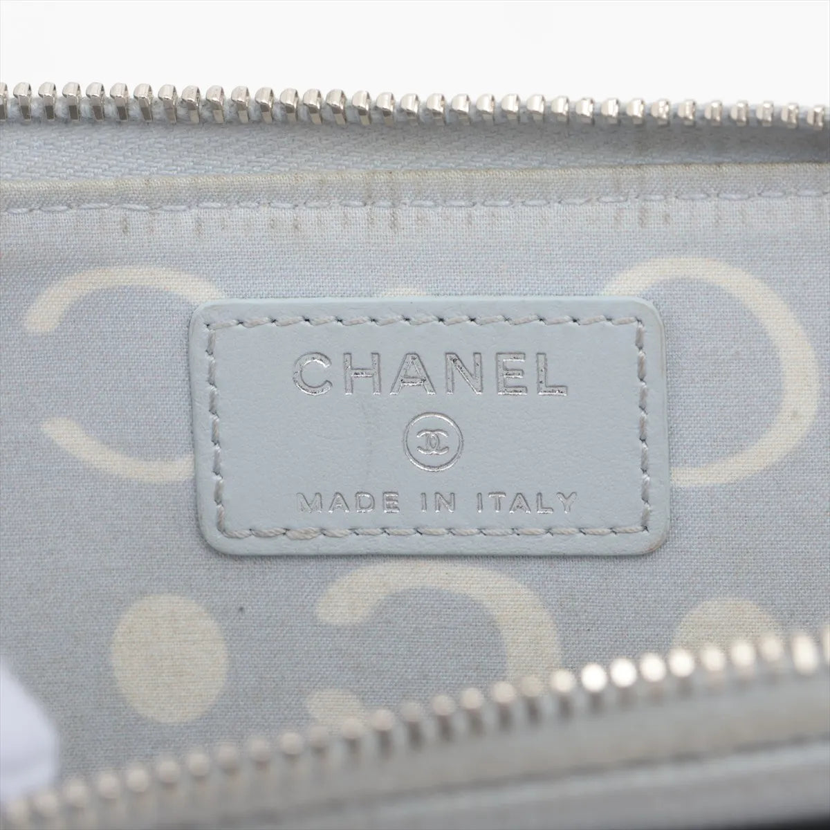 Chanel CC Logo Matelasse Caviar Skin Coin Card Purse Ice Blue