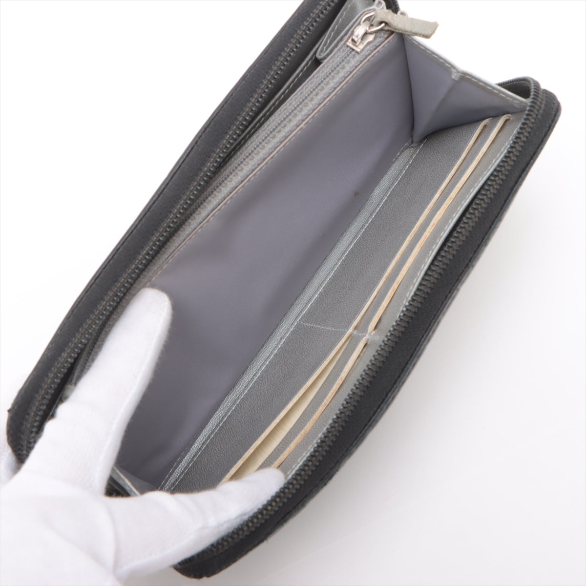 Branded Chanel CC Logo Camelia Lambskin Zippy Long Wallet Black