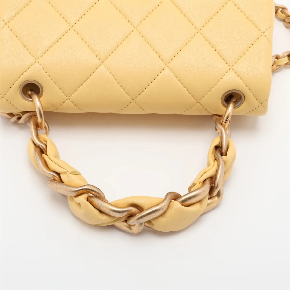 Chanel Mini Matelasse Lambskin Two-Way Shoulder Bag Yellow