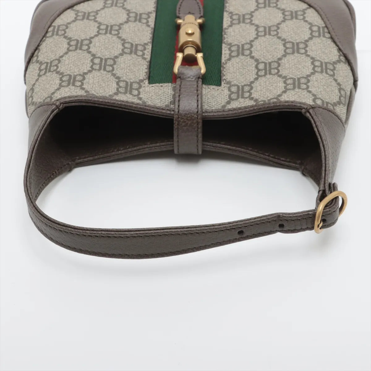 Gucci x Balenciaga Jackie Leather Shoulder Bag Greige