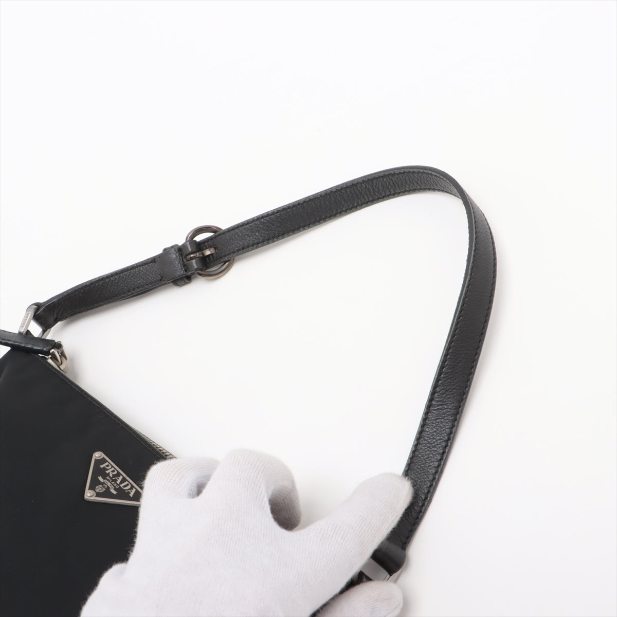 Prada Tessuto Nylon Leather Shoulder Bag Black