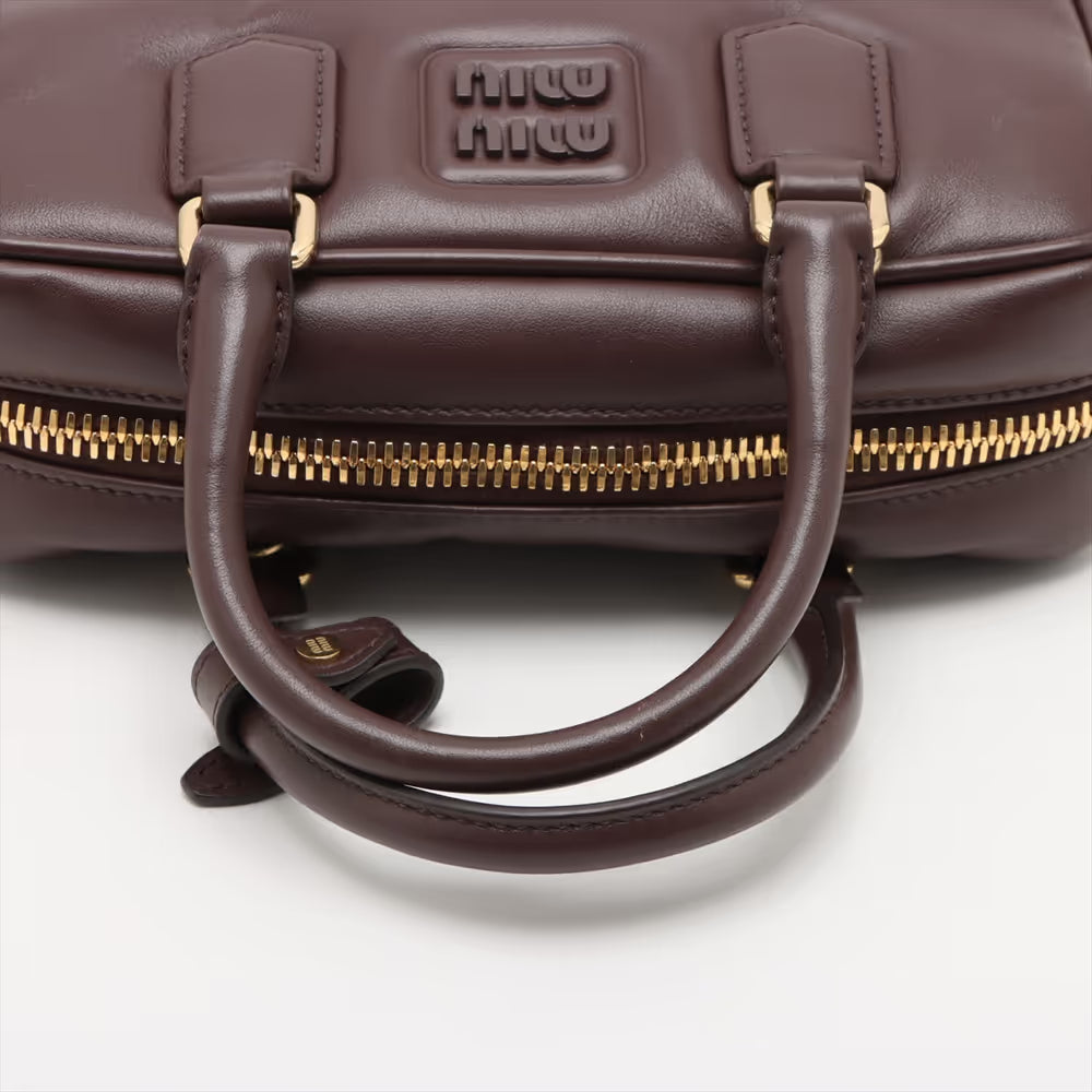 Miu Miu Arkady Leather Two-Way Handbag Brown — product photo 5