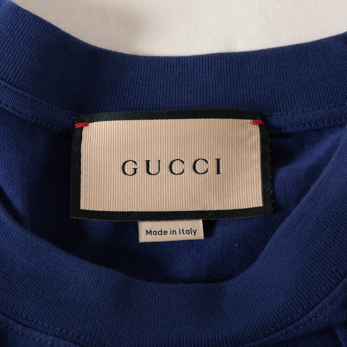 Gucci Cotton T-Shirt in Navy Blue x Orange