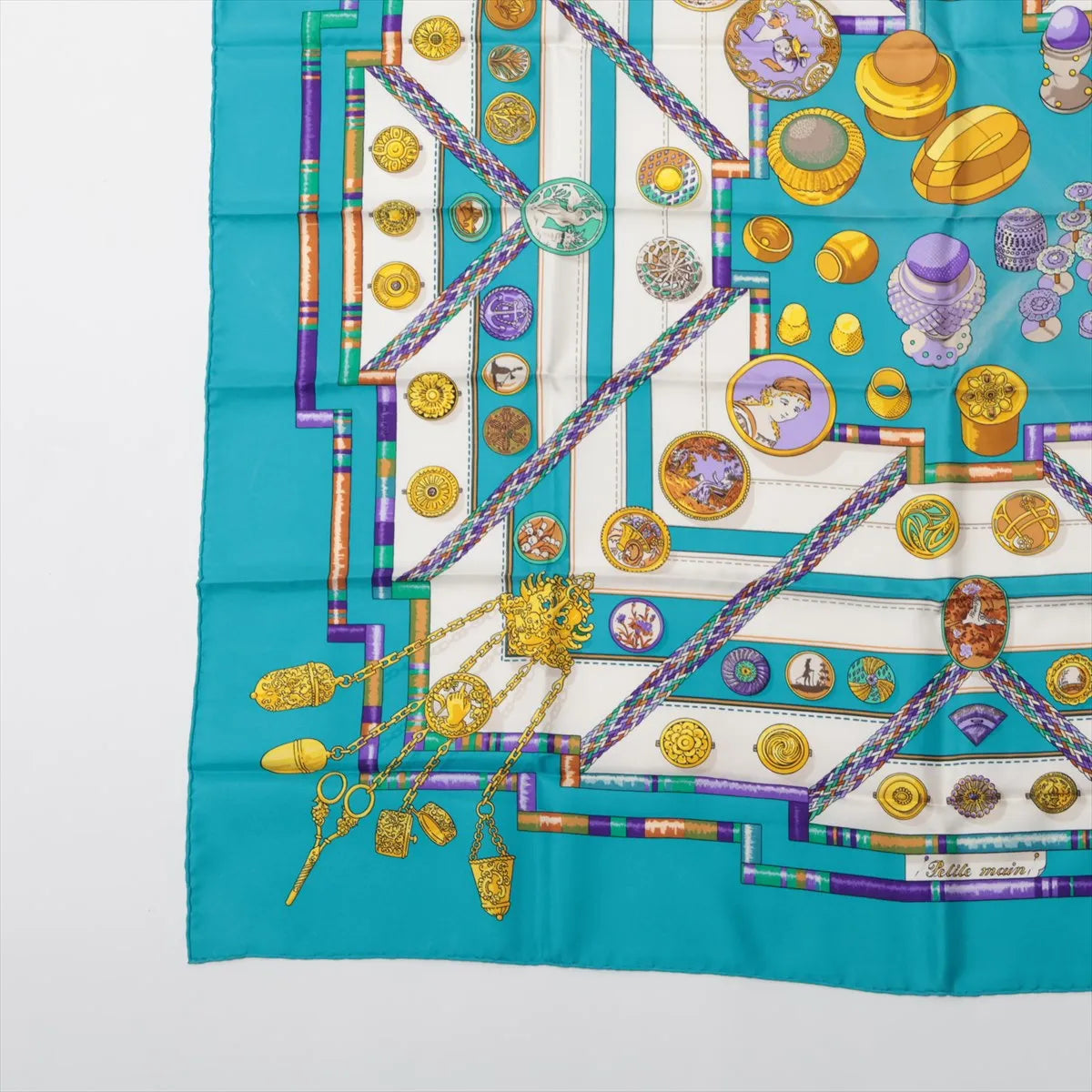 Hermès Carré 90 Petite Main Silk Scarf Blue