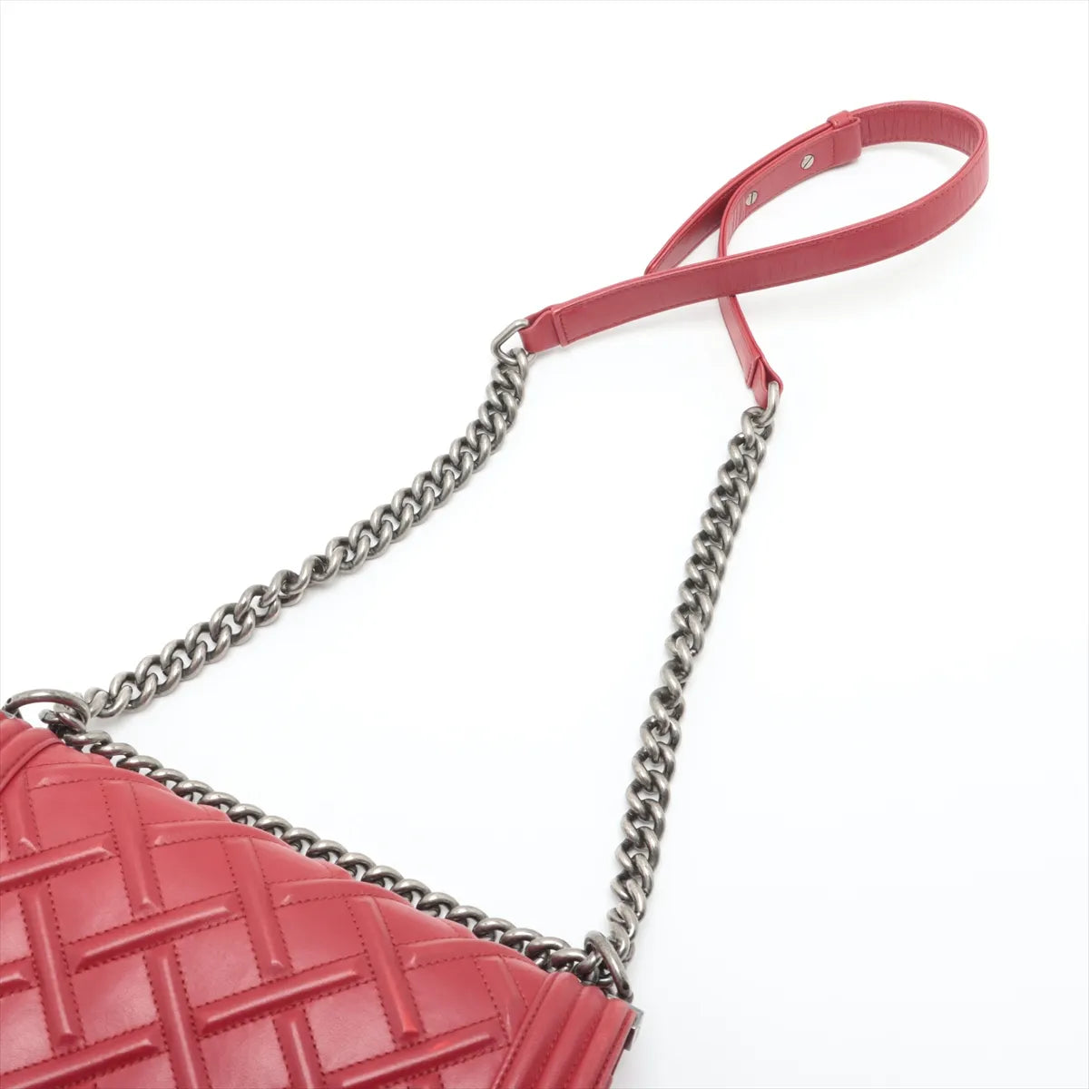 Chanel Boy Chanel 25 Lambskin Chain Shoulder Bag Red