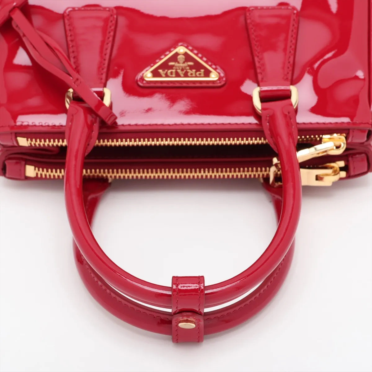 Prada Patent Leather Two-Way Handbag Red