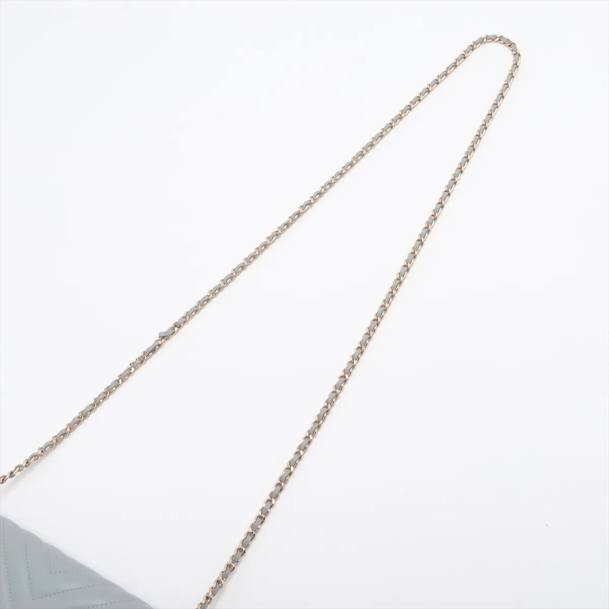 Chanel CC Logo Chevron Lambskin Chain Wallet Bag Gray
