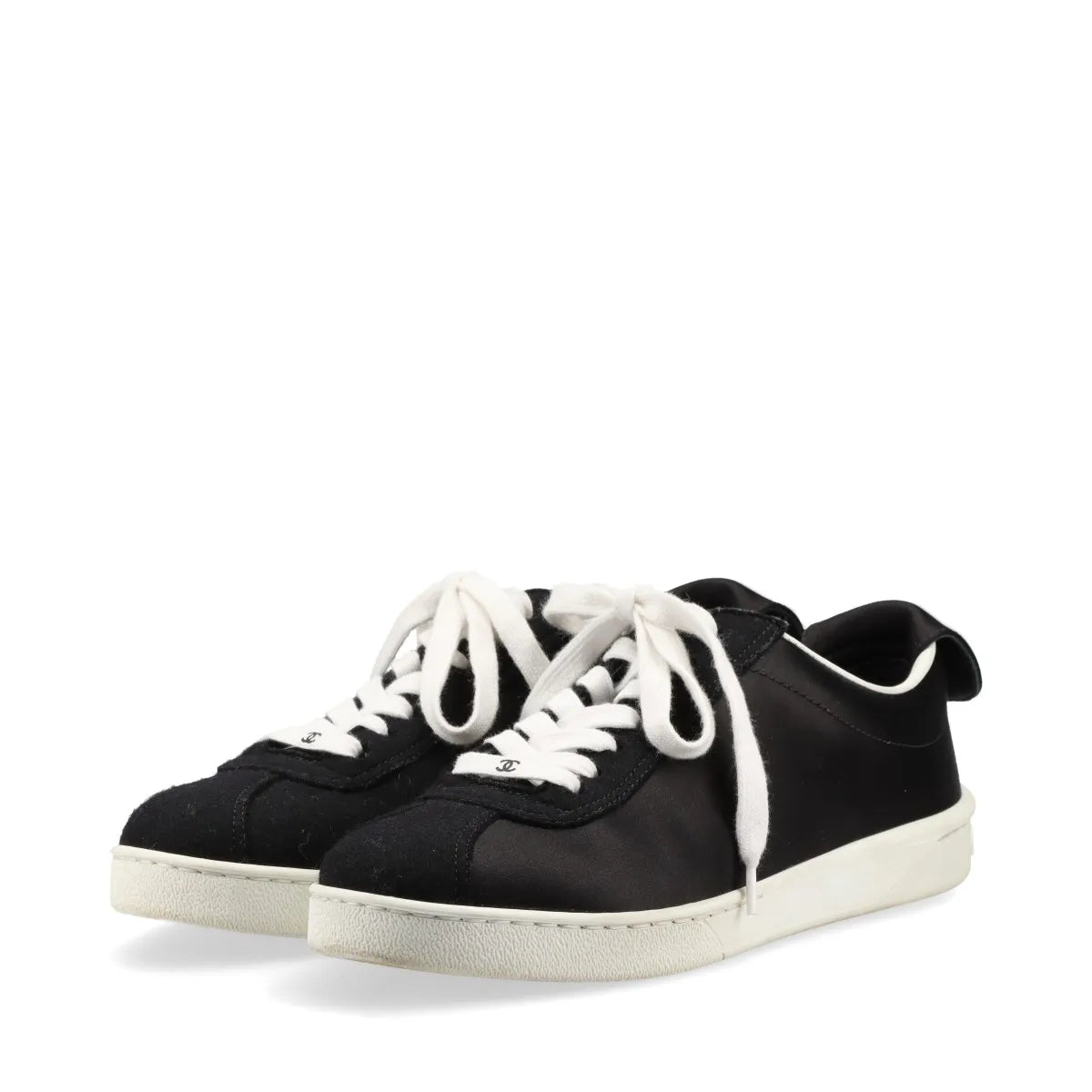 Chanel CC Logo Satin Sneakers Black