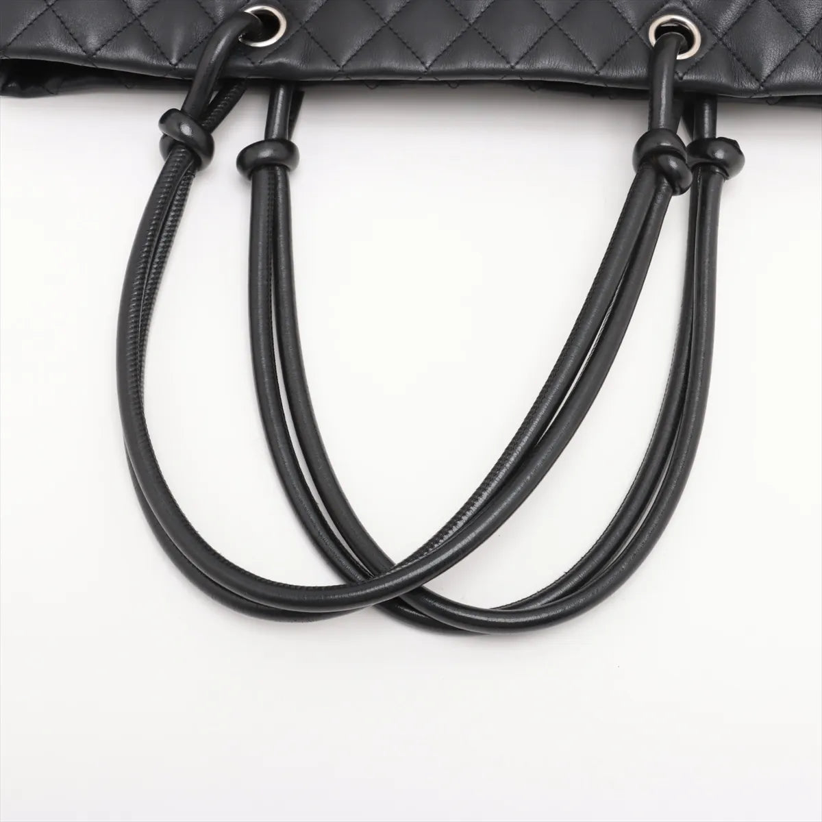 Chanel CC Logo Matelasse Cambon Line Tote Bag Black x White