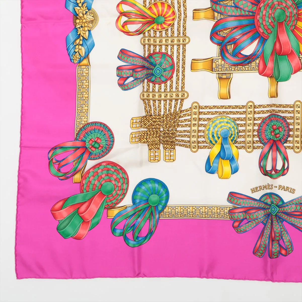 Hermès Carré 90 Les Rubans Du Cheval Silk Scarf Pink