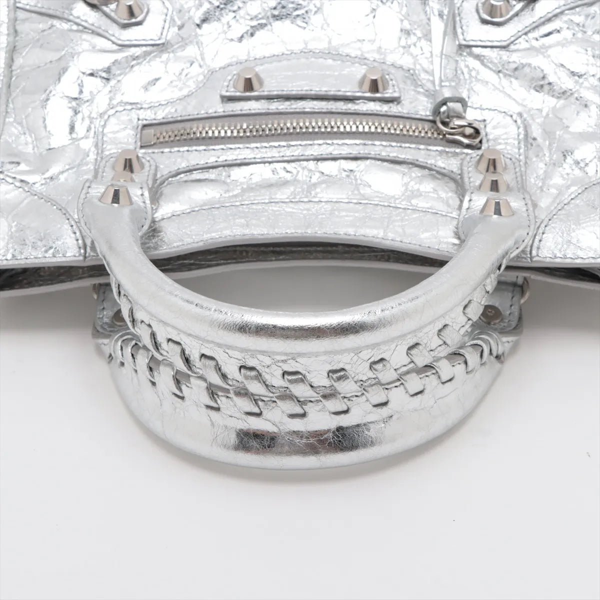 Balenciaga Le City Small Leather Two-Way Handbag Metallic Silver