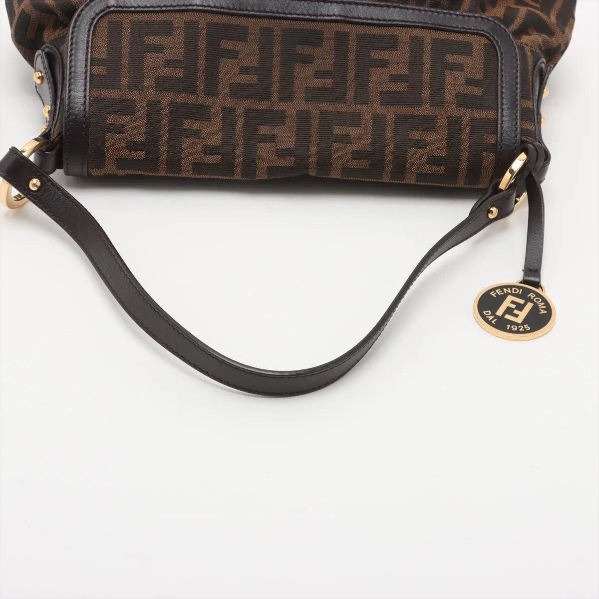Fendi Zucca Canvas Leather Shoulder Bag Brown