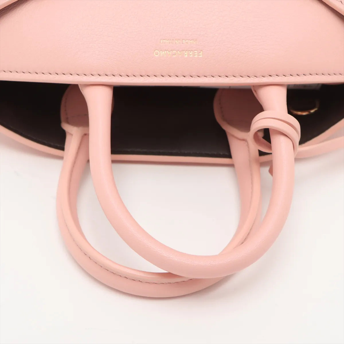 Top Ferragamo Hug Mini Leather Two-Way Handbag Nylund Pink